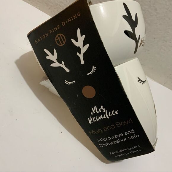 Eaton Fine Dining 2 Piece Christmas Mrs Reindeer Bowl & Mug Set New in Original - Picture 5 of 8